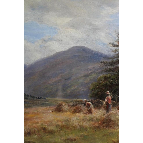 386 - CIRCLE OF WILLIAM BAIRD (19th century) Hay Making, oil on canvas, signed, 12