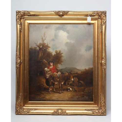 395 - ATTRIBUTED TO WILLIAM SHAYER (1811-1892) Travellers Resting, oil on canvas, unsigned, 23 3/4