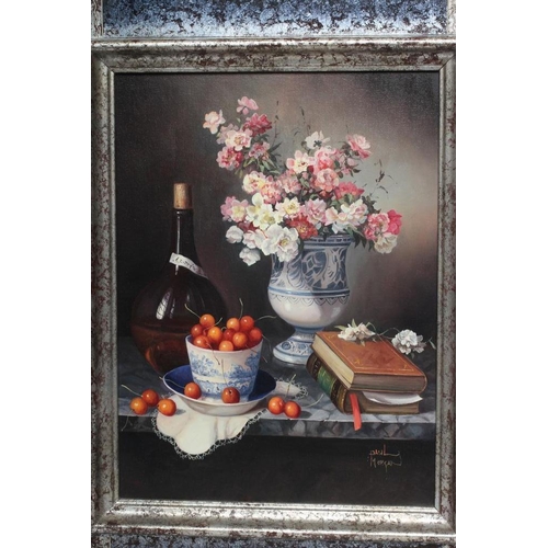 400 - PAUL MORGAN (b.1940) Still Life with Fruit and Flowers, a pair, oil on board, signed, 16