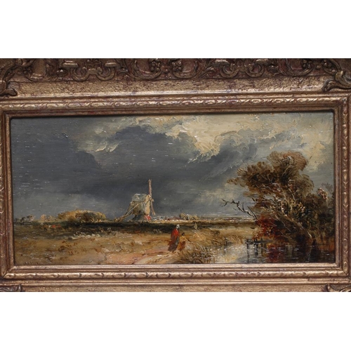 404 - WILLIAM JOSEPH J. C. BOND (1833-1926) Landscape with Figures and a Windmill, oil on board, signed an... 