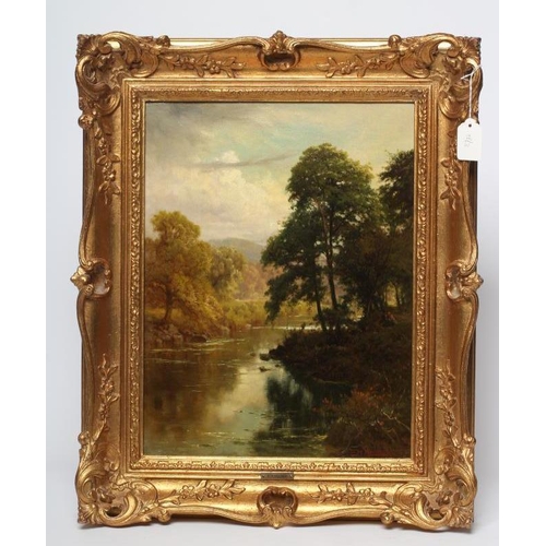 423 - EDWARD HENRY HOLDER (1847-1922) Riverscene, oil on canvas, signed, 17