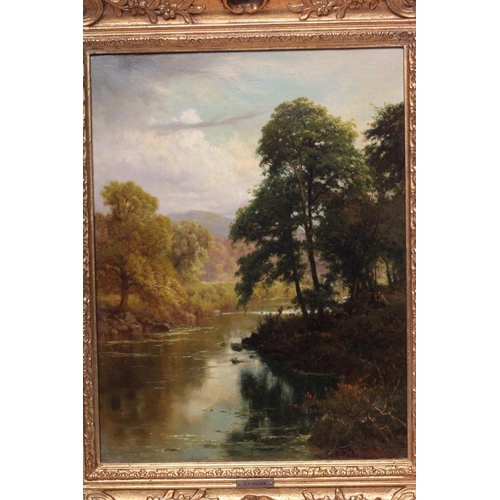 423 - EDWARD HENRY HOLDER (1847-1922) Riverscene, oil on canvas, signed, 17