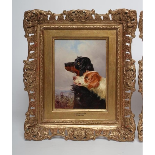 427 - COLIN GRAEME ROE (1855-1910) Gundogs, a pair, oil on board, signed Colin Graeme, 8 1/4