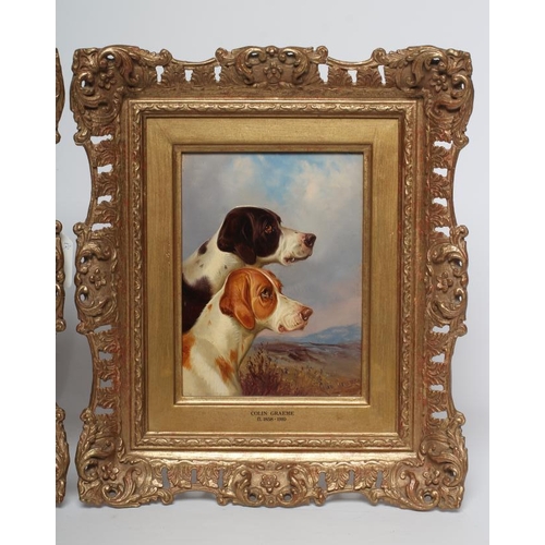 427 - COLIN GRAEME ROE (1855-1910) Gundogs, a pair, oil on board, signed Colin Graeme, 8 1/4