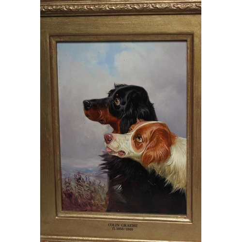 427 - COLIN GRAEME ROE (1855-1910) Gundogs, a pair, oil on board, signed Colin Graeme, 8 1/4