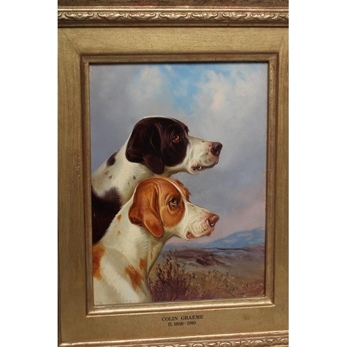 427 - COLIN GRAEME ROE (1855-1910) Gundogs, a pair, oil on board, signed Colin Graeme, 8 1/4