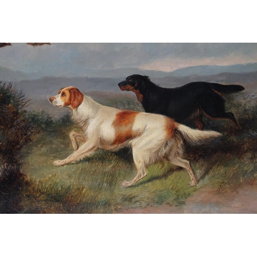 428 - ATTRIBUTED TO COLIN GRAEME ROE (1855-1910) Retrievers Flushing Grouse, oil on canvas, unsigned, 17