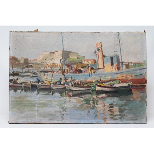 430 - PHILIP NAVIASKY (1884-1983) Continental Harbour Scene, oil on canvas, signed, 20