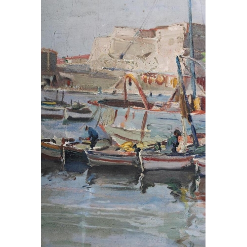 430 - PHILIP NAVIASKY (1884-1983) Continental Harbour Scene, oil on canvas, signed, 20