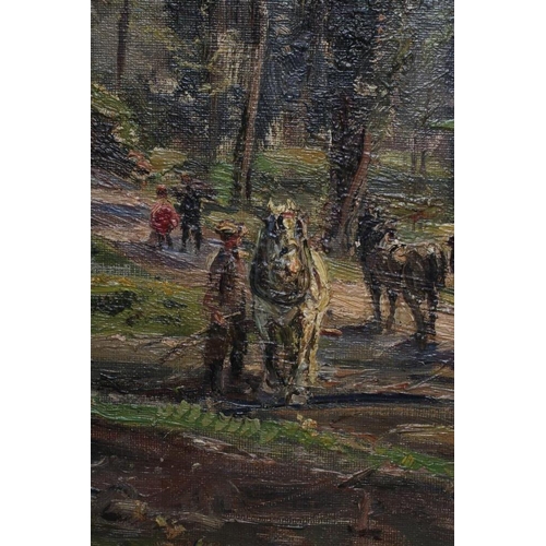 436 - HERBERT F ROYLE (1870-1958) Logging Scene, oil on canvas, signed, 20