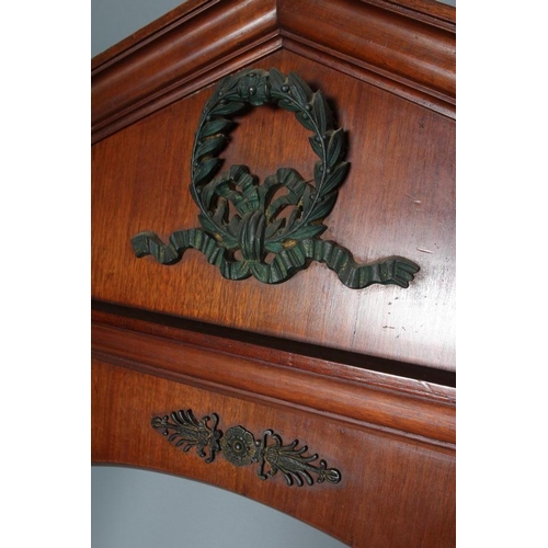 456 - AN ARCHITECTURAL MAHOGANY PEDIMENTED FRAME, late 19th century, in the empire style with arched openi... 