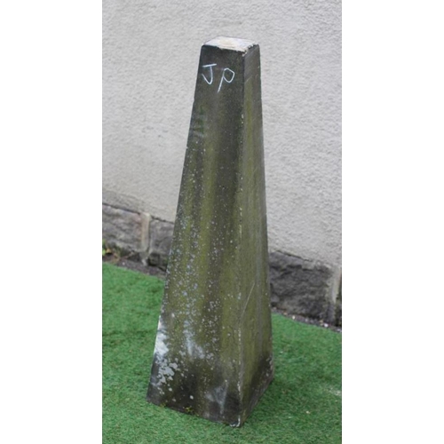 532 - A CUT SANDSTONE OBELISK, lacking top, 12