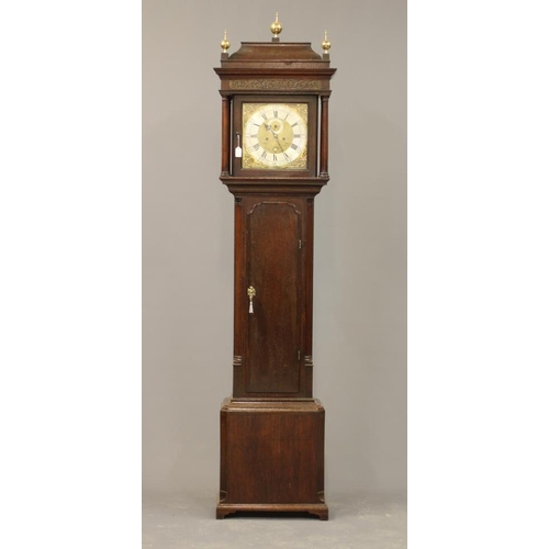 561 - AN OAK LONGCASE CLOCK by P Clare, Manchester, the eight day movement with anchor escapement striking... 