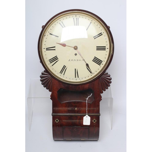 564 - A MAHOGANY DROP DIAL WALL CLOCK by S. W. Archer, London, the single fusee movement with anchor escap... 