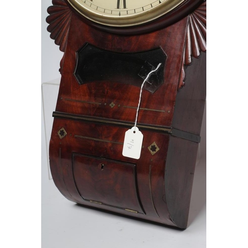 564 - A MAHOGANY DROP DIAL WALL CLOCK by S. W. Archer, London, the single fusee movement with anchor escap... 