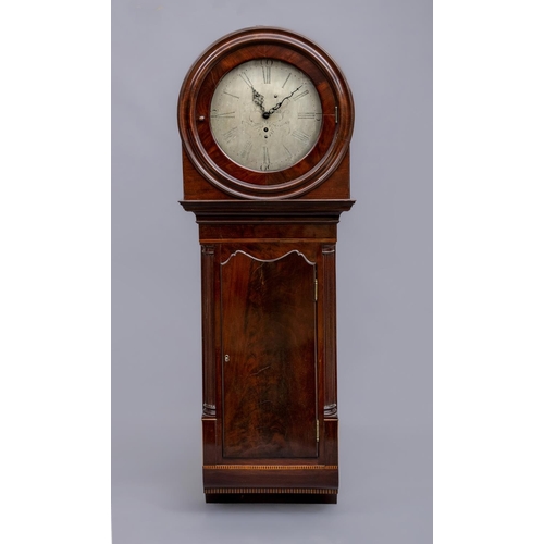 565 - A MAHOGANY DROP DIAL WALL TIMEPIECE by John Wood, Liverpool, c.1800, the single barrel movement with... 