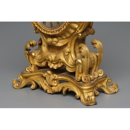 568 - A FRENCH GILT METAL CASED MANTEL CLOCK, late 19th century, the twin barrel movement with anchor esca... 