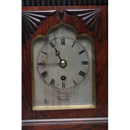 570 - A GEORGE IV ROSEWOOD BRACKET CLOCK by Purvis, North Audley Street, London, the single fusee movement... 