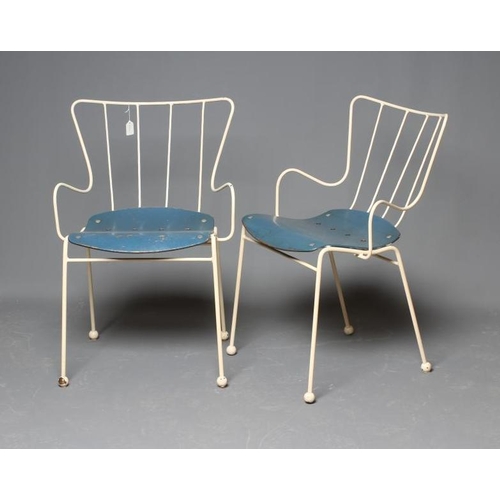 581 - ERNEST RACE - A PAIR OF ANTELOPE CHAIRS, designed for the Festival of Britain 1951, with white ename... 