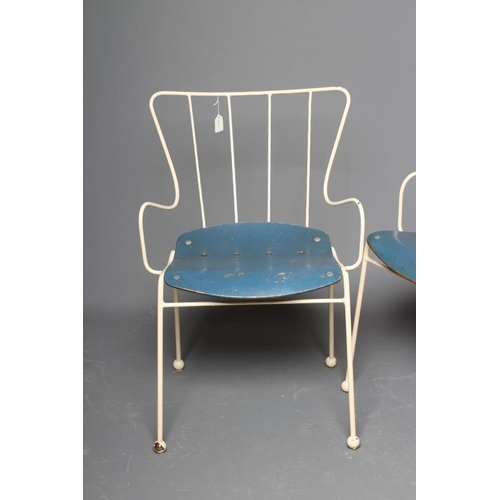 581 - ERNEST RACE - A PAIR OF ANTELOPE CHAIRS, designed for the Festival of Britain 1951, with white ename... 