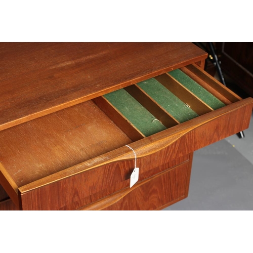 588 - A TEAK LONG SIDEBOARD BY SUTCLIFFE OF TODMORDEN, mid 20th century, comprising four drawers including... 