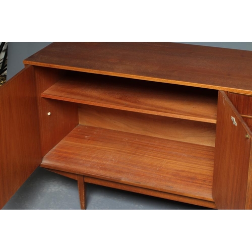 588 - A TEAK LONG SIDEBOARD BY SUTCLIFFE OF TODMORDEN, mid 20th century, comprising four drawers including... 