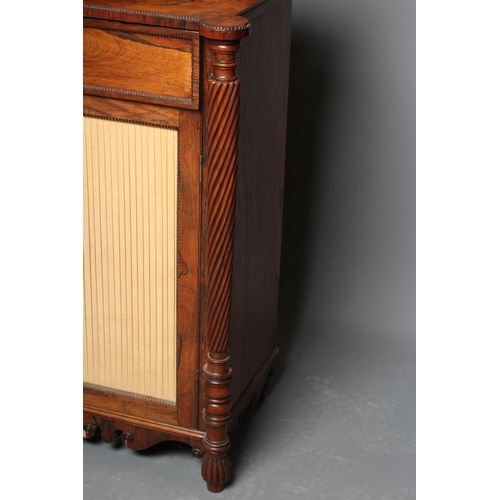 620 - A REGENCY ROSEWOOD CHIFFONIER, early 19th century, the beaded edged top with raised back with boldly... 