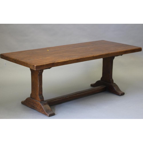 634 - AN OAK REFECTORY TABLE, the three plank 3