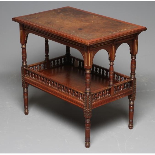 660 - A GILLOWS AESTHETIC WALNUT AND PARCEL GILT OCCASIONAL TABLE, late 19th century, of oblong two tier f... 