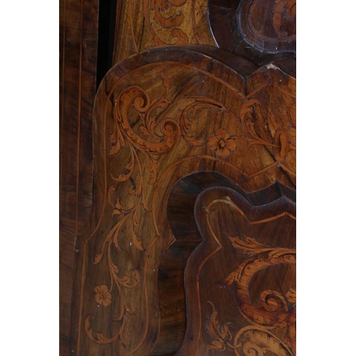 665 - A DUTCH WALNUT AND FLORAL MARQUETRY SINGLE BEDSTEAD, 19th century, the arched wavy panelled head and... 