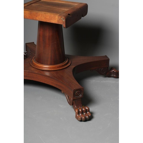 666 - A LATE GEORGIAN MAHOGANY BREAKFAST TABLE, second quarter 19th century, the rounded oblong tilt top a... 