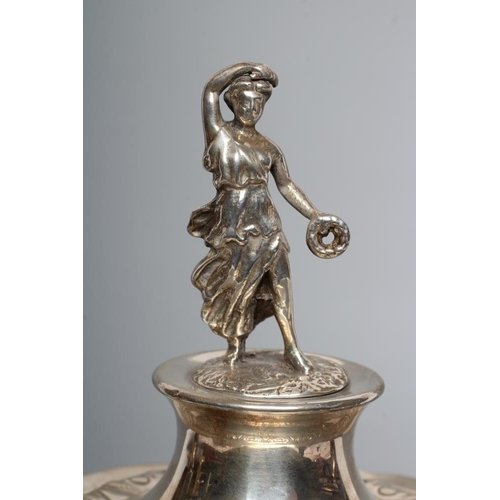 101 - A PEDESTAL TROPHY CUP AND COVER, maker P. A. Schroepfer & Co., Birmingham 1911, of baluster form wit... 