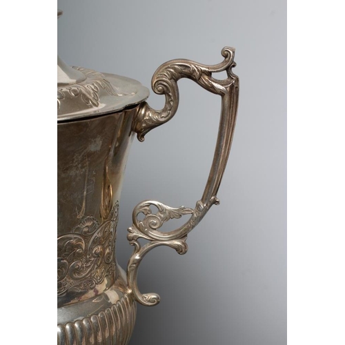 101 - A PEDESTAL TROPHY CUP AND COVER, maker P. A. Schroepfer & Co., Birmingham 1911, of baluster form wit... 