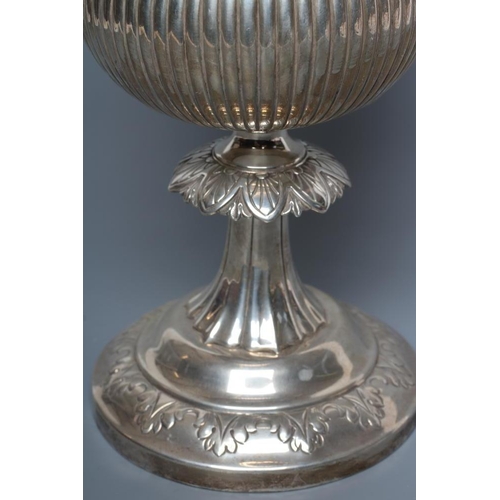 101 - A PEDESTAL TROPHY CUP AND COVER, maker P. A. Schroepfer & Co., Birmingham 1911, of baluster form wit... 