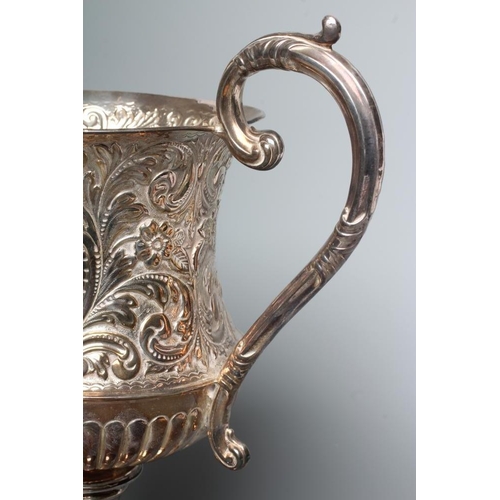 135 - AN EDWARDIAN PEDESTAL TROPHY CUP, maker possibly Tom Frost, Birmingham 1904, of baluster form, the u... 