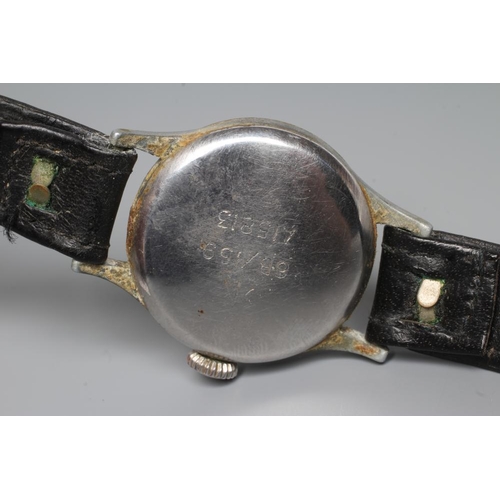 165 - A BRITISH MILITARY R.A.F. PILOT'S LONGINES WRISTWATCH, the silvered dial with black Arabic numerals,... 