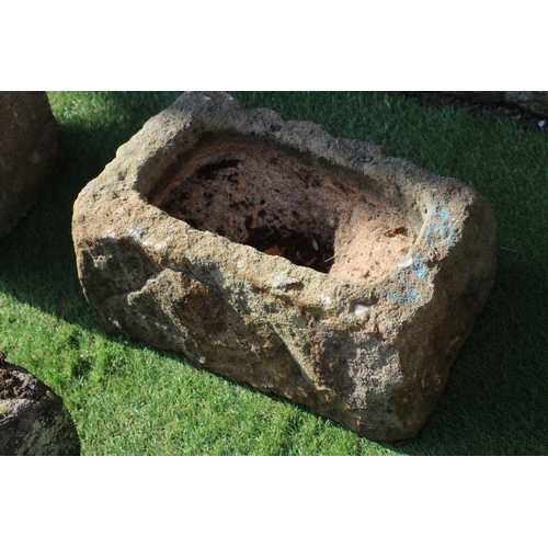 462 - A SMALL SANDSTONE TROUGH, oblong, 15