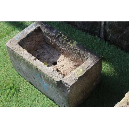 462 - A SMALL SANDSTONE TROUGH, oblong, 15