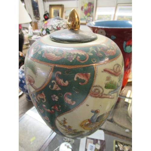 91 - PAIR OF LIDDED CHINESE VASES ETC