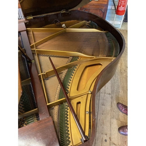 646 - A BECHSTEIN BABY GRAND PIANO, in mahogany case with arched music stand, raised on square tapering le... 