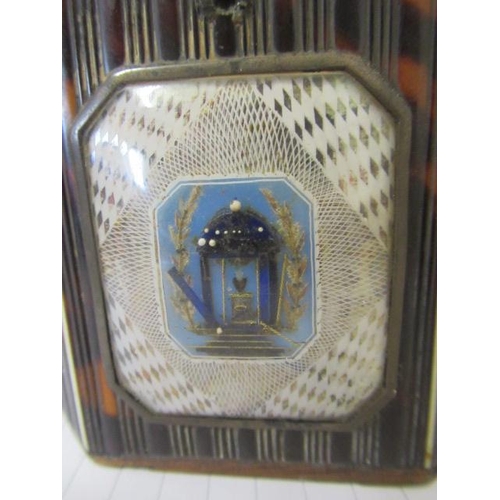 319 - A GEORGE III SMALL TORTOISESHELL TEA CADDY, c.1790, of canted oblong form, the press moulded ribbed ... 