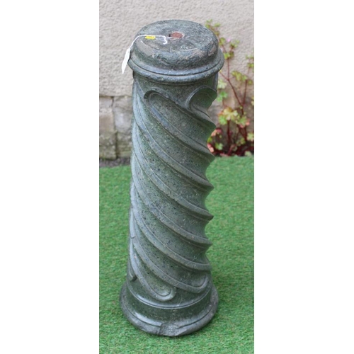 536 - A SPIRAL FLUTED GREEN MARBLE COLUMN, 9