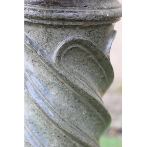 536 - A SPIRAL FLUTED GREEN MARBLE COLUMN, 9