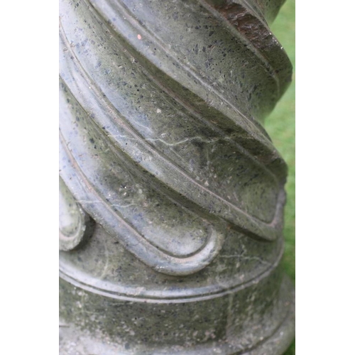 536 - A SPIRAL FLUTED GREEN MARBLE COLUMN, 9