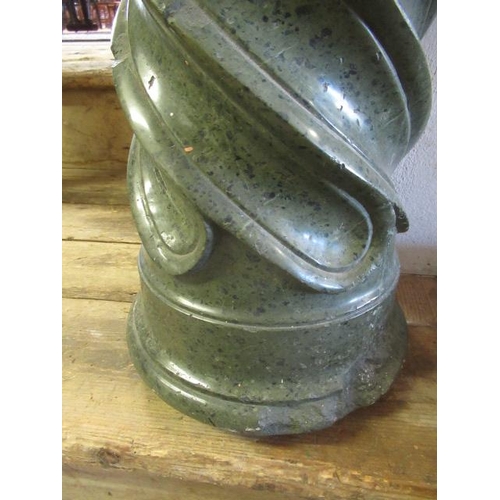 536 - A SPIRAL FLUTED GREEN MARBLE COLUMN, 9