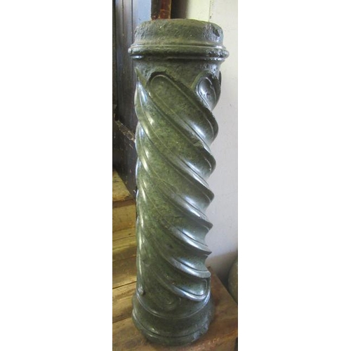 536 - A SPIRAL FLUTED GREEN MARBLE COLUMN, 9