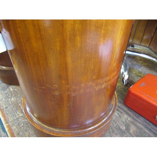 649 - A PAIR OF VICTORIAN MAHOGANY BEDSIDE CABINETS of cylindrical form with inset veined white marble top... 