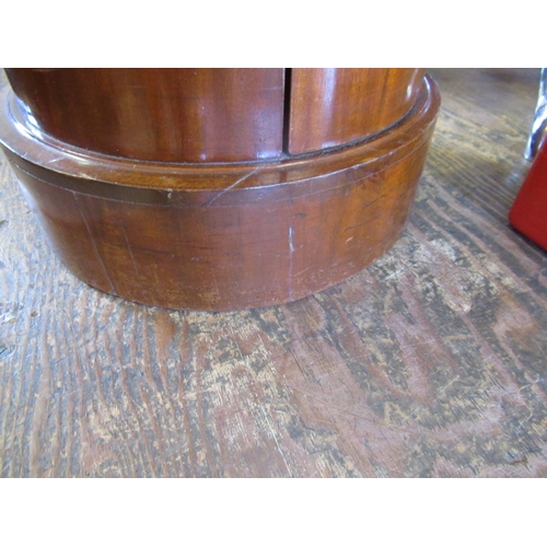 649 - A PAIR OF VICTORIAN MAHOGANY BEDSIDE CABINETS of cylindrical form with inset veined white marble top... 