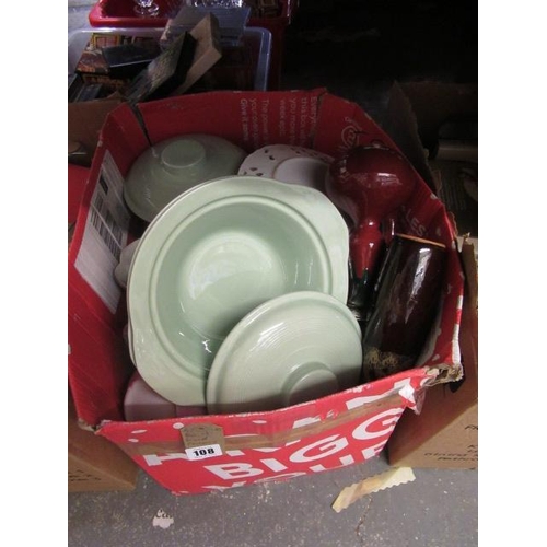 108 - BOX OF MIXED CERAMICS