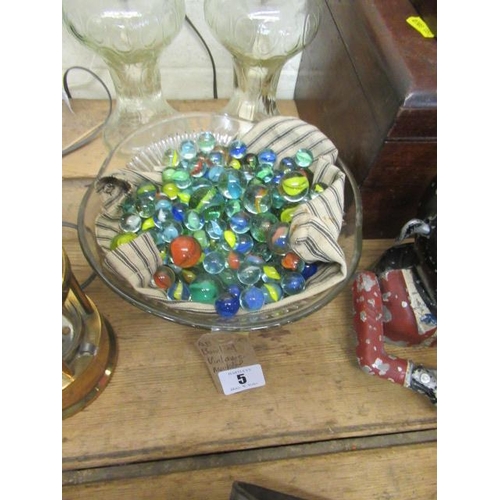 5 - BOWL OF VINTAGE MARBLES